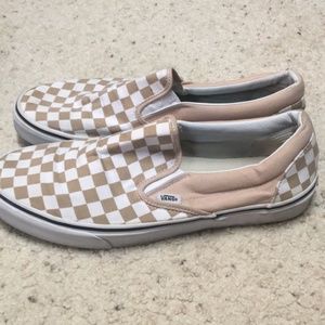 Vans Tan Checkerboard Slip-On